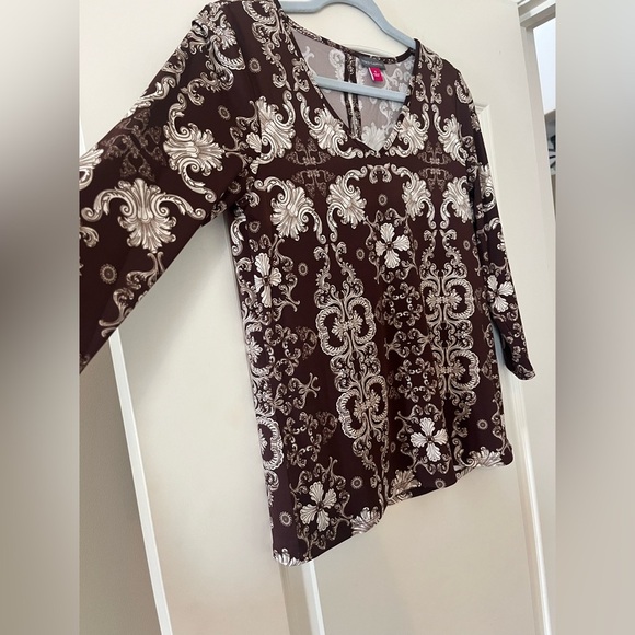 Vince Camuto Elegant Brown and White Patterned Women's Blouse Size Small - Picture 5 of 13